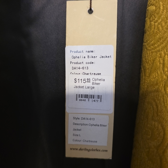 NWT Darling Yellow Motorcycle Jacket - Picture 6 of 6